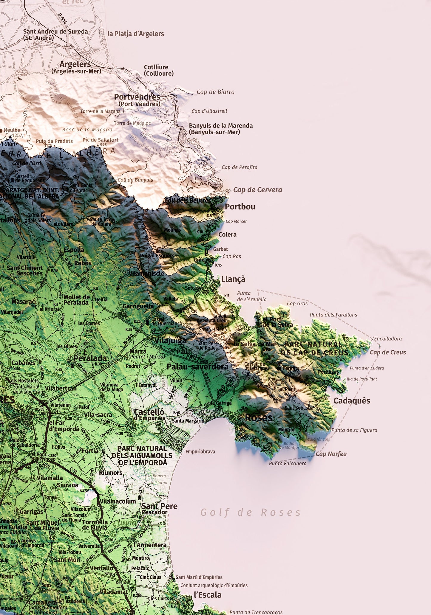 L'EMPORDÀ. Mapa topográfico.