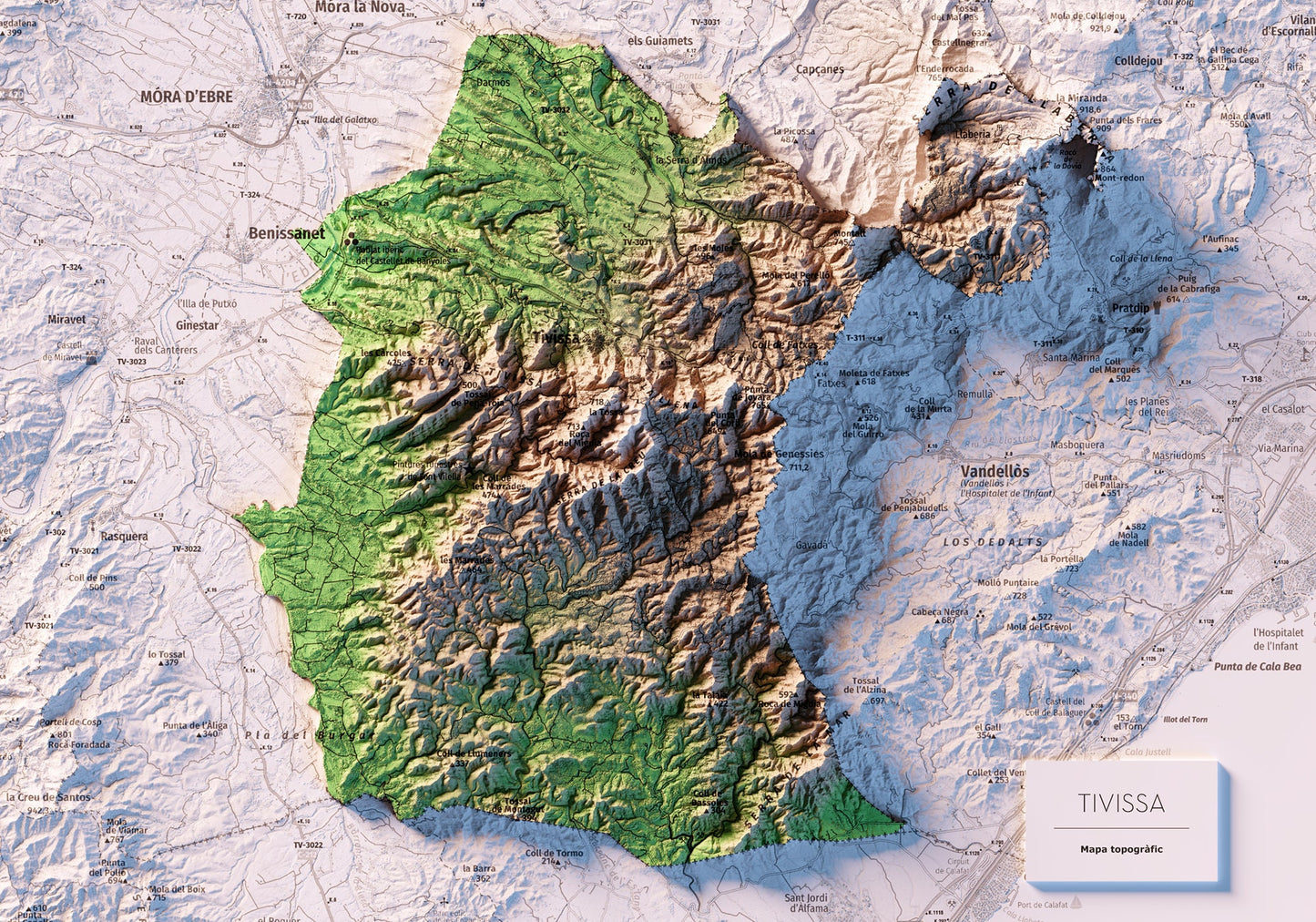 TIVISSA. Mapa topográfico.