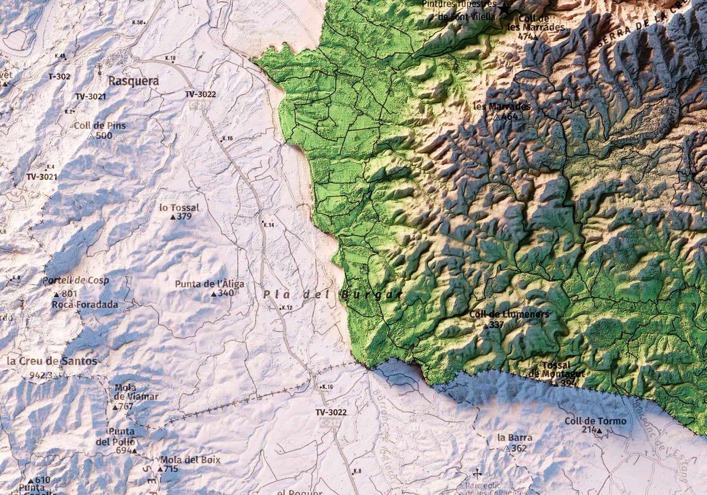 TIVISSA. Mapa topográfico.
