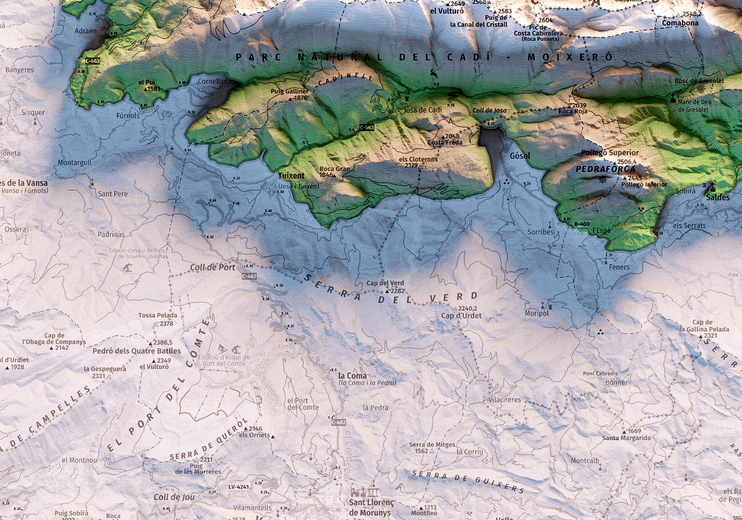 EL CADÍ-MOIXERÓ. Mapa topográfico.