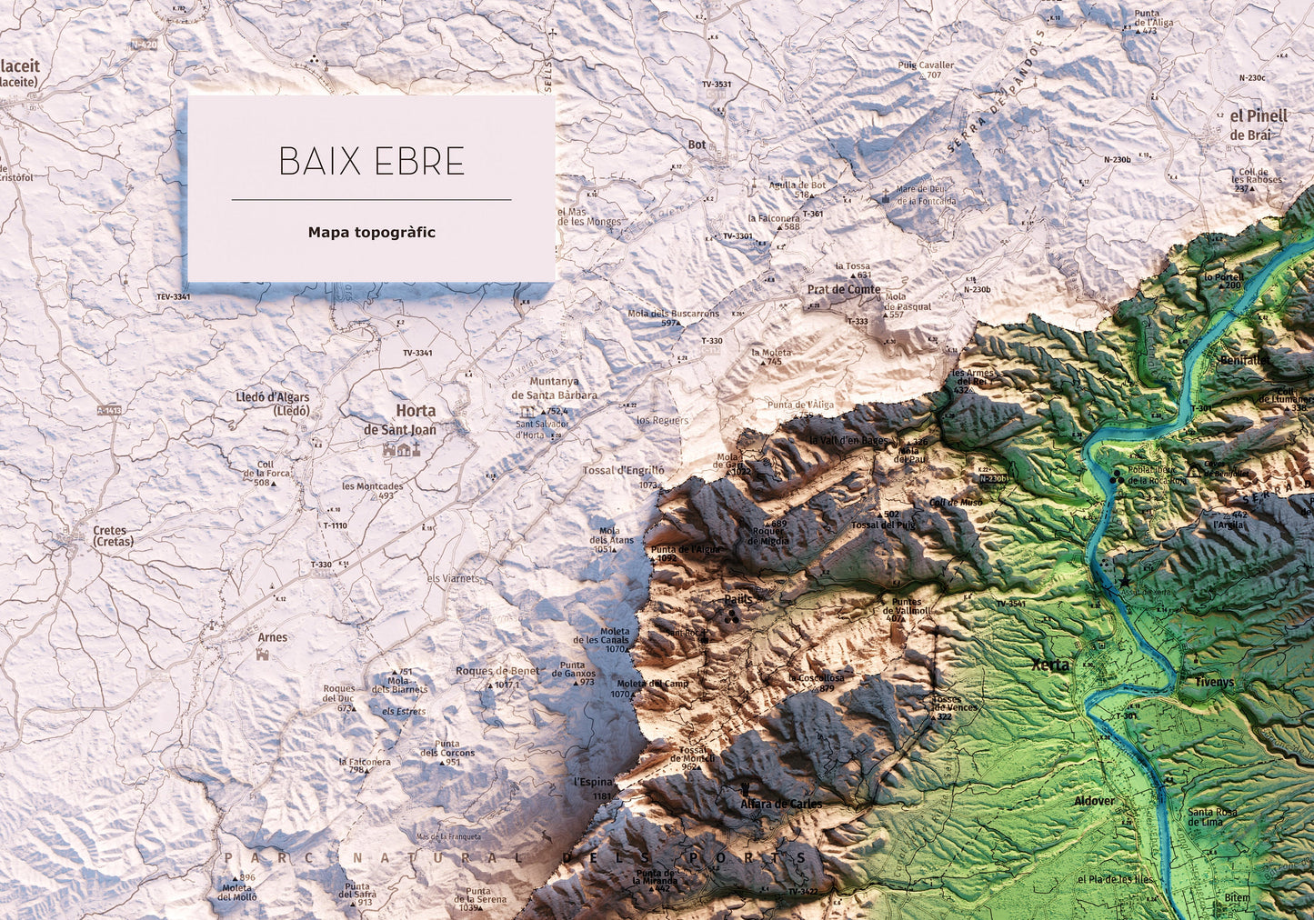 EL BAIX EBRE. Mapa topográfico.