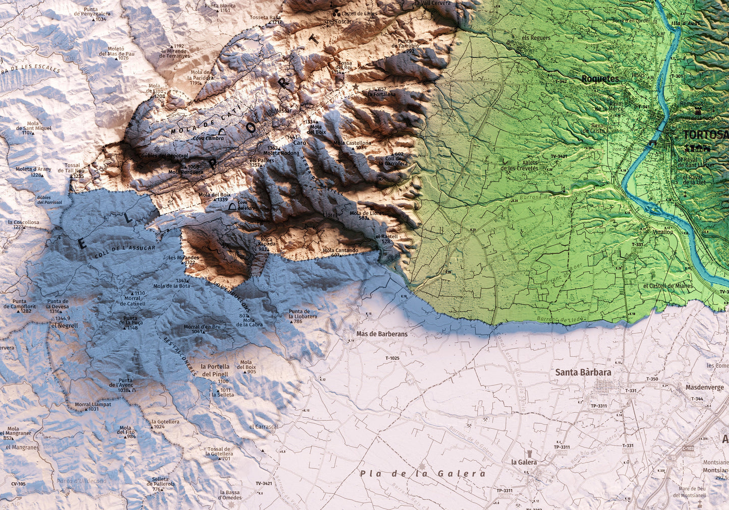 EL BAIX EBRE. Mapa topográfico.