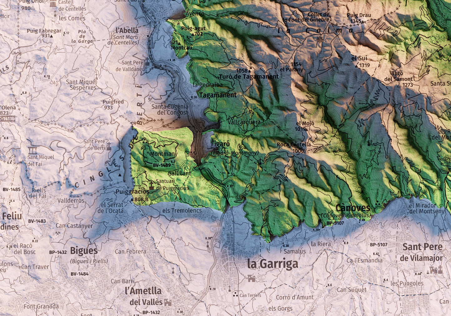 MONTSENY. Mapa topográfico.