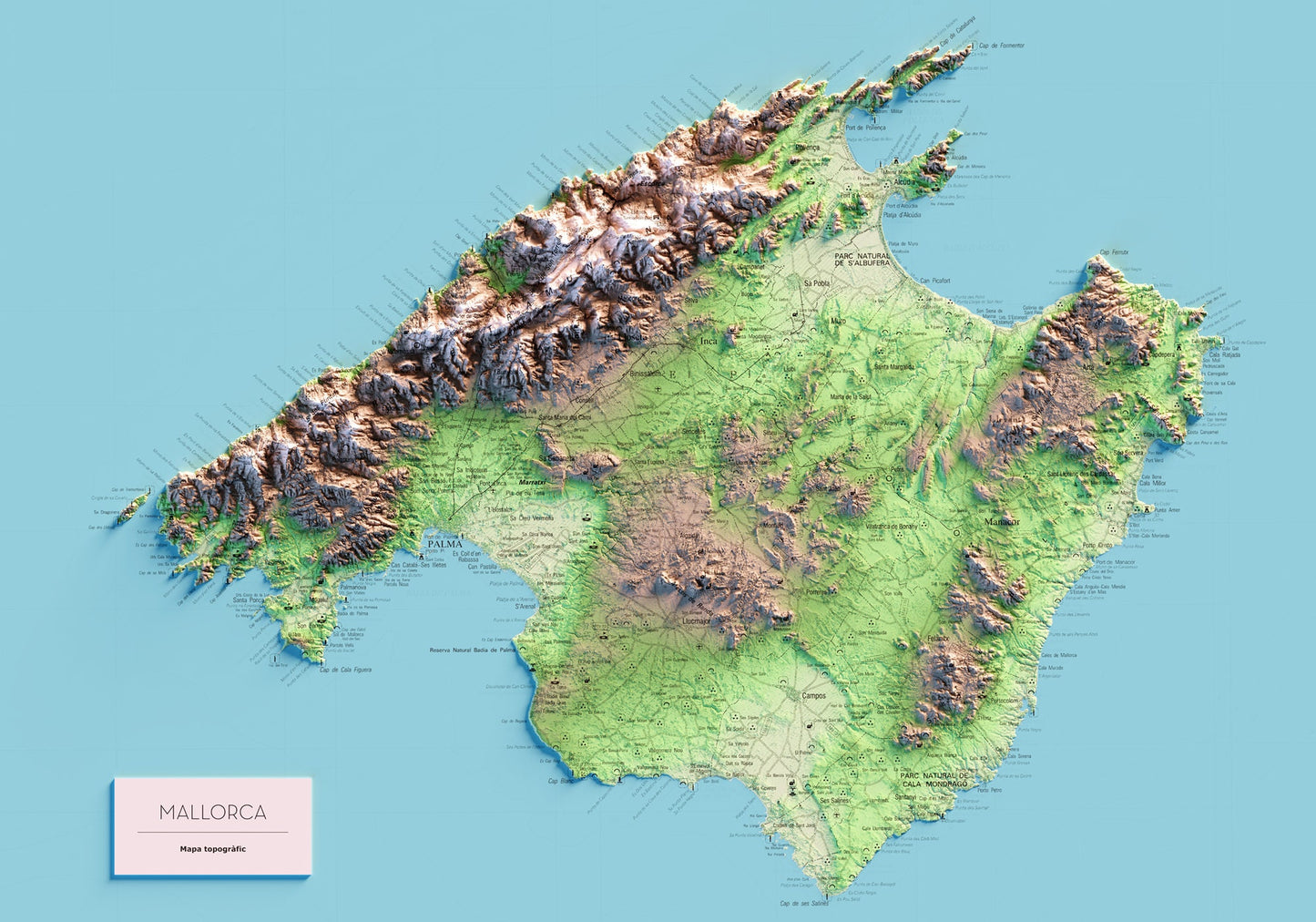 MALLORCA. Mapa topográfico.