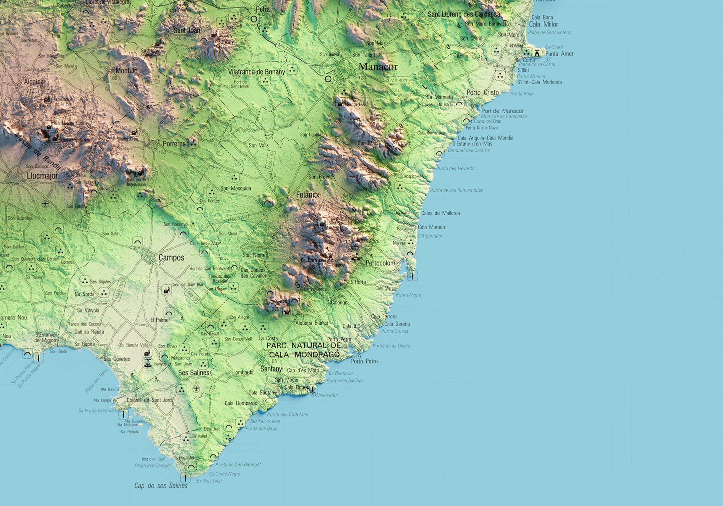 MALLORCA. Mapa topográfico.