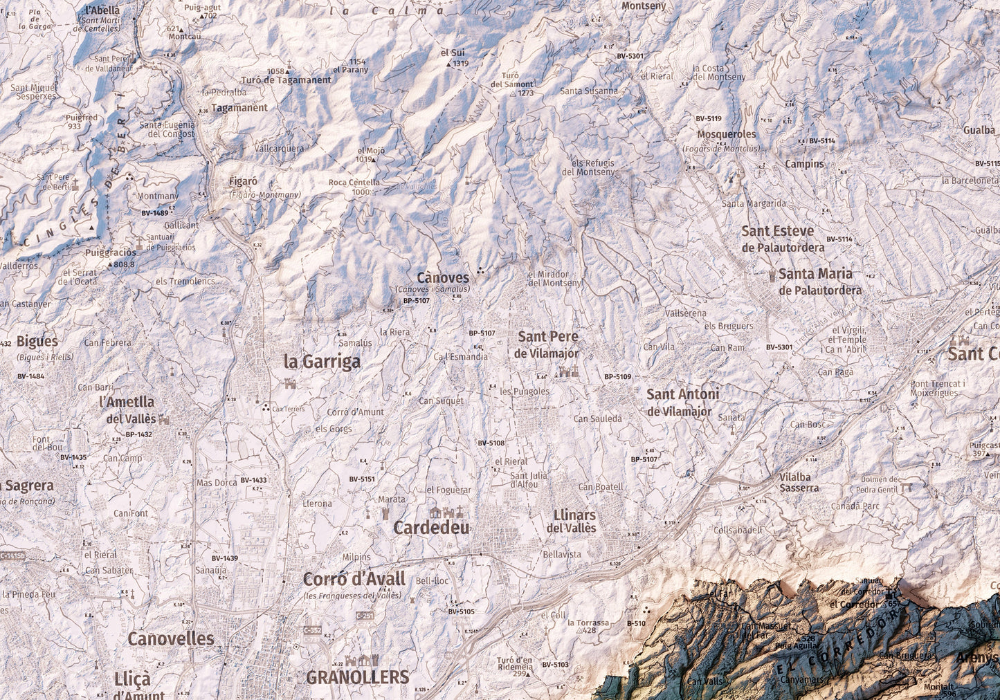 EL MARESME. Mapa topográfico.