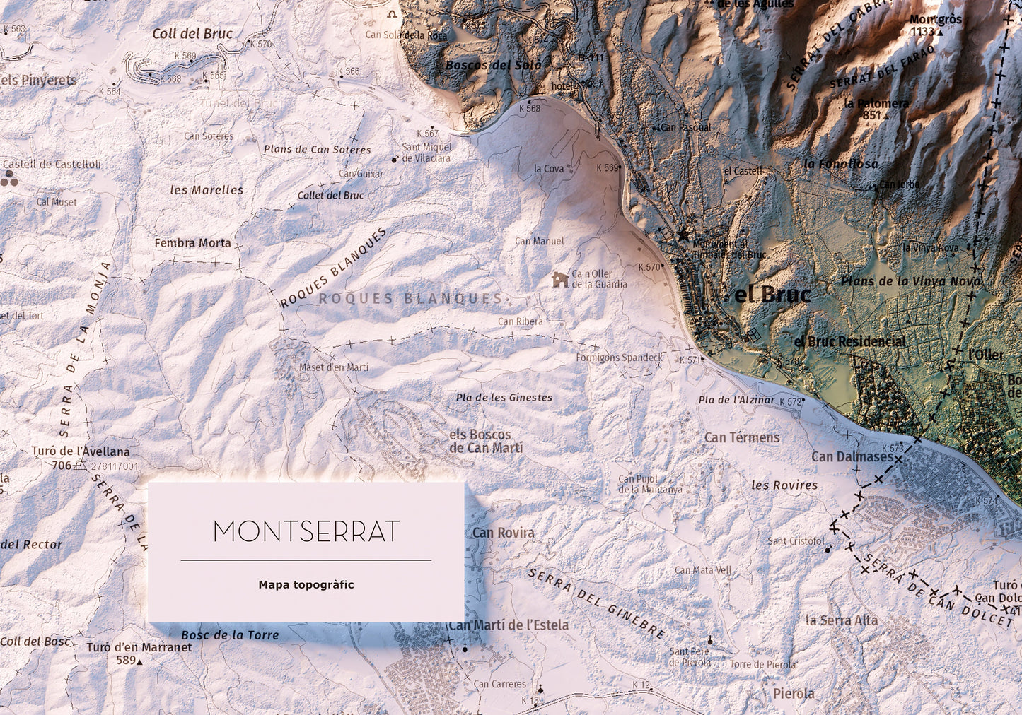 MONTSERRAT. Mapa topográfico.