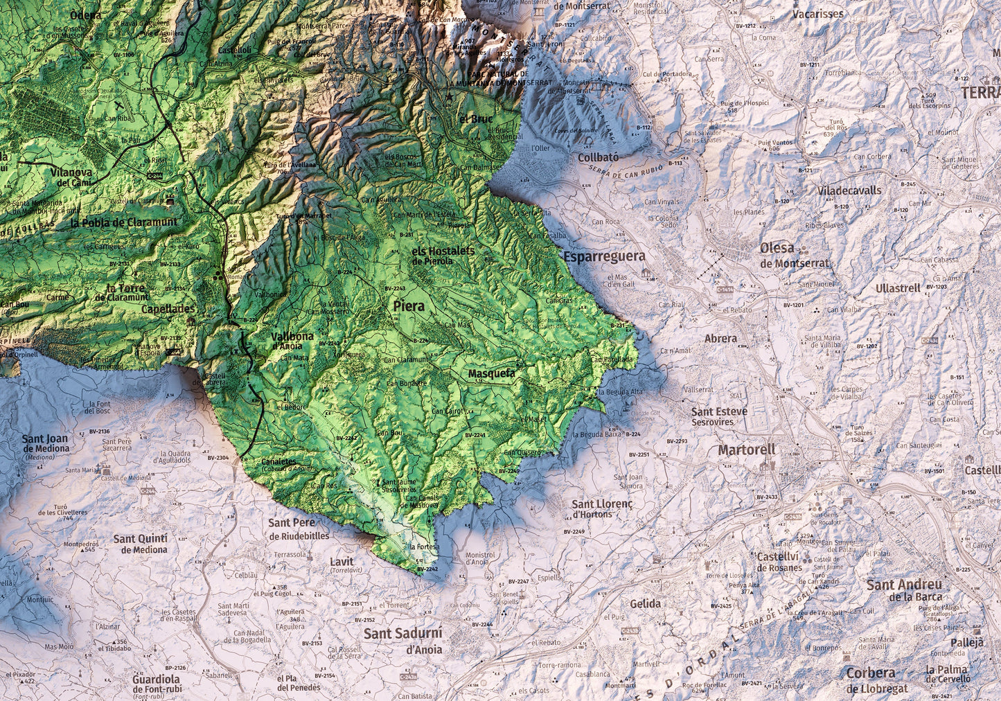 L'ANOIA. Mapa topográfico.