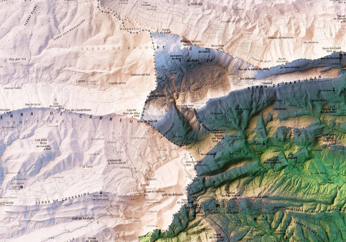 COLL DE NARGÓ. Mapa topográfico.