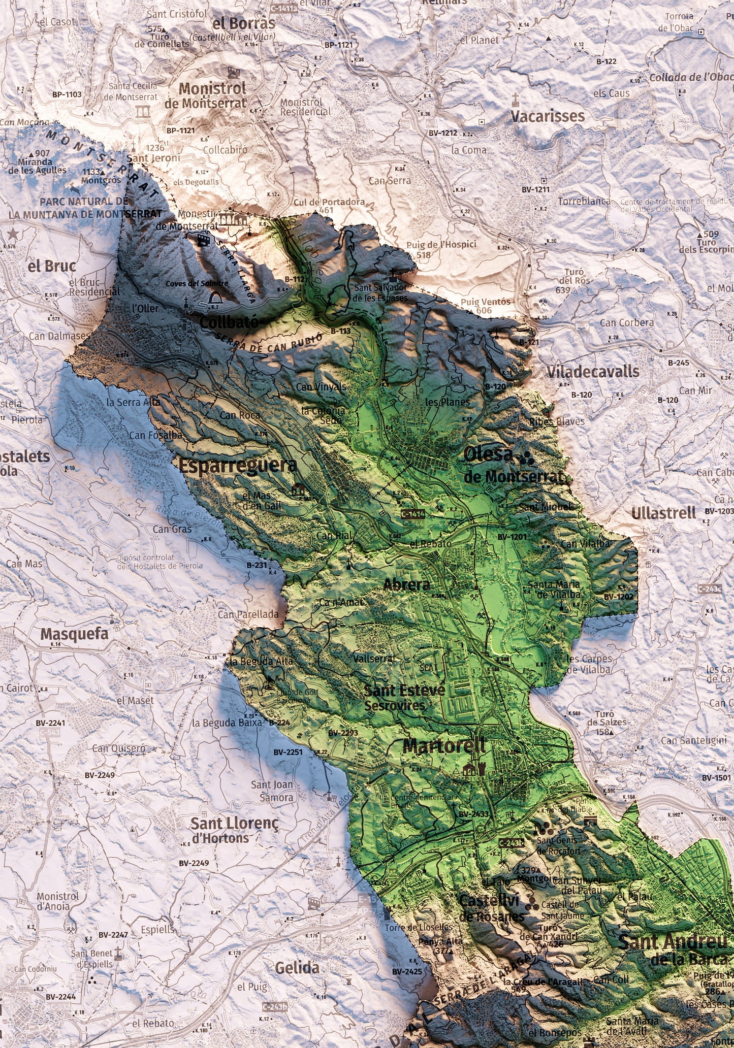 EL BAIX LLOBREGAT. Mapa topográfico.