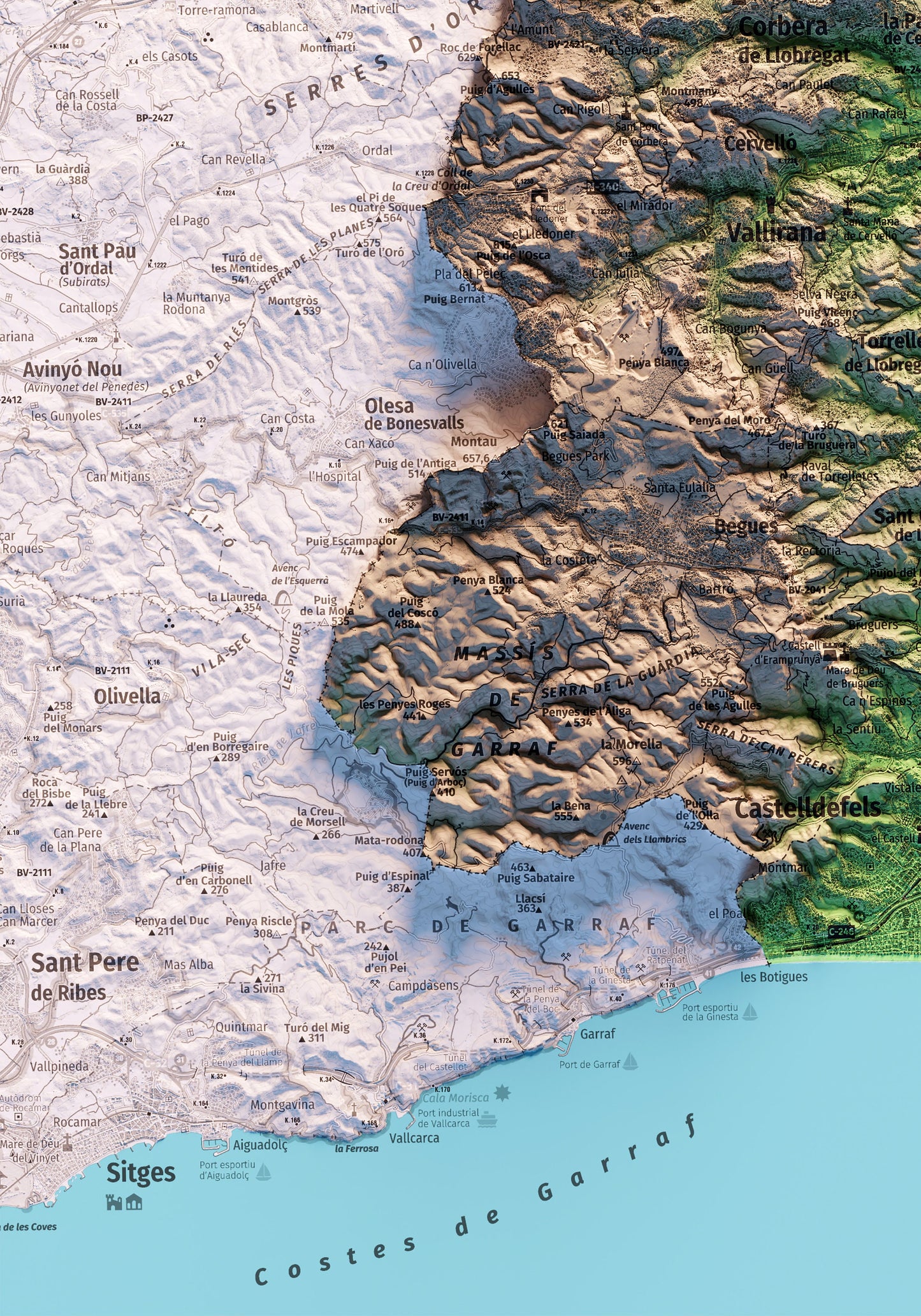 EL BAIX LLOBREGAT. Mapa topográfico.