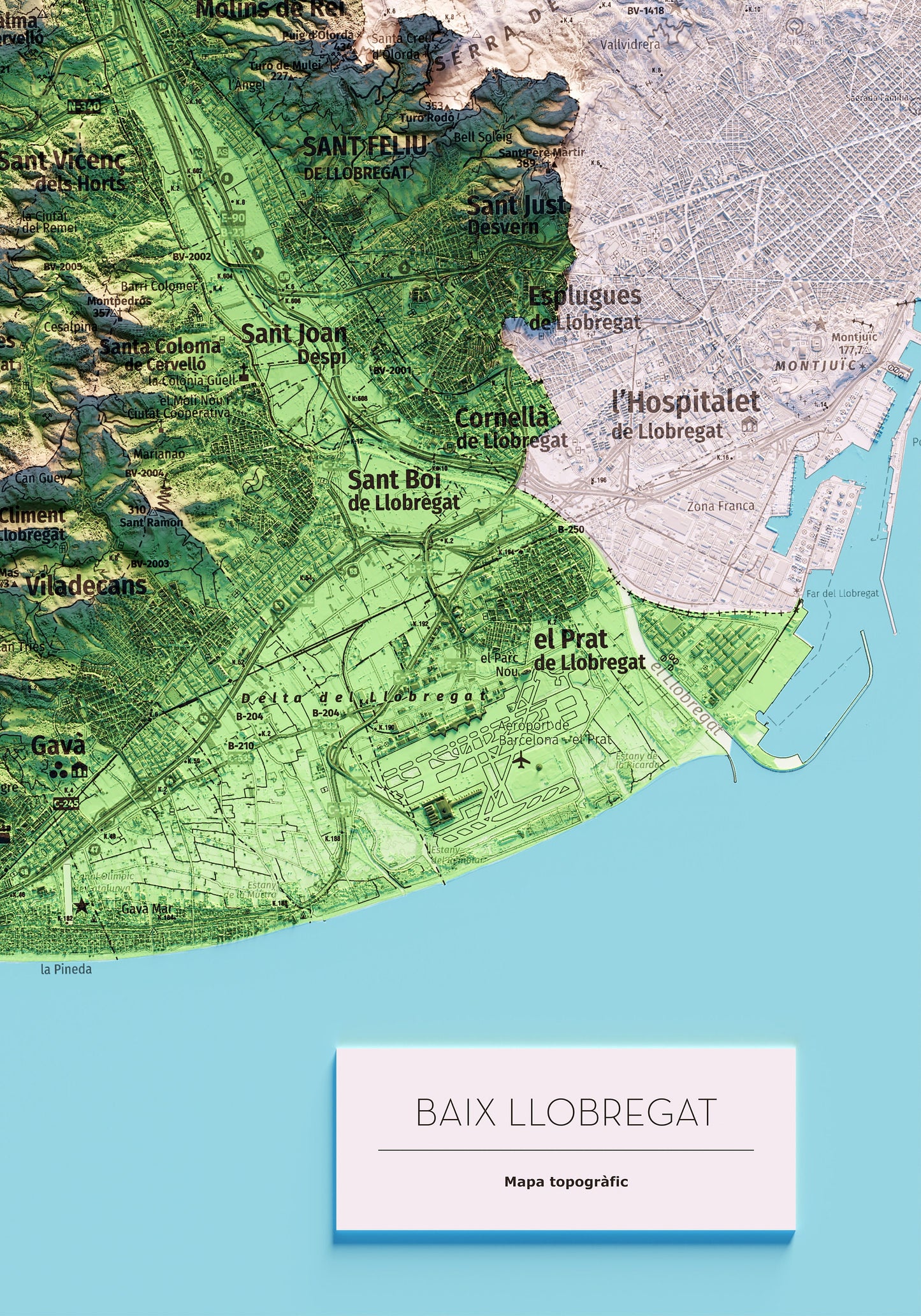 EL BAIX LLOBREGAT. Mapa topográfico.