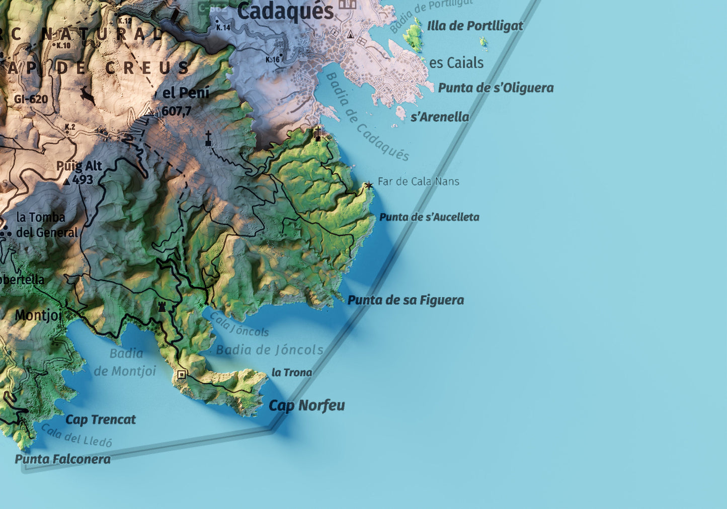 PARC NATURAL DEL CAP DE CREUS. Mapa topográfico.
