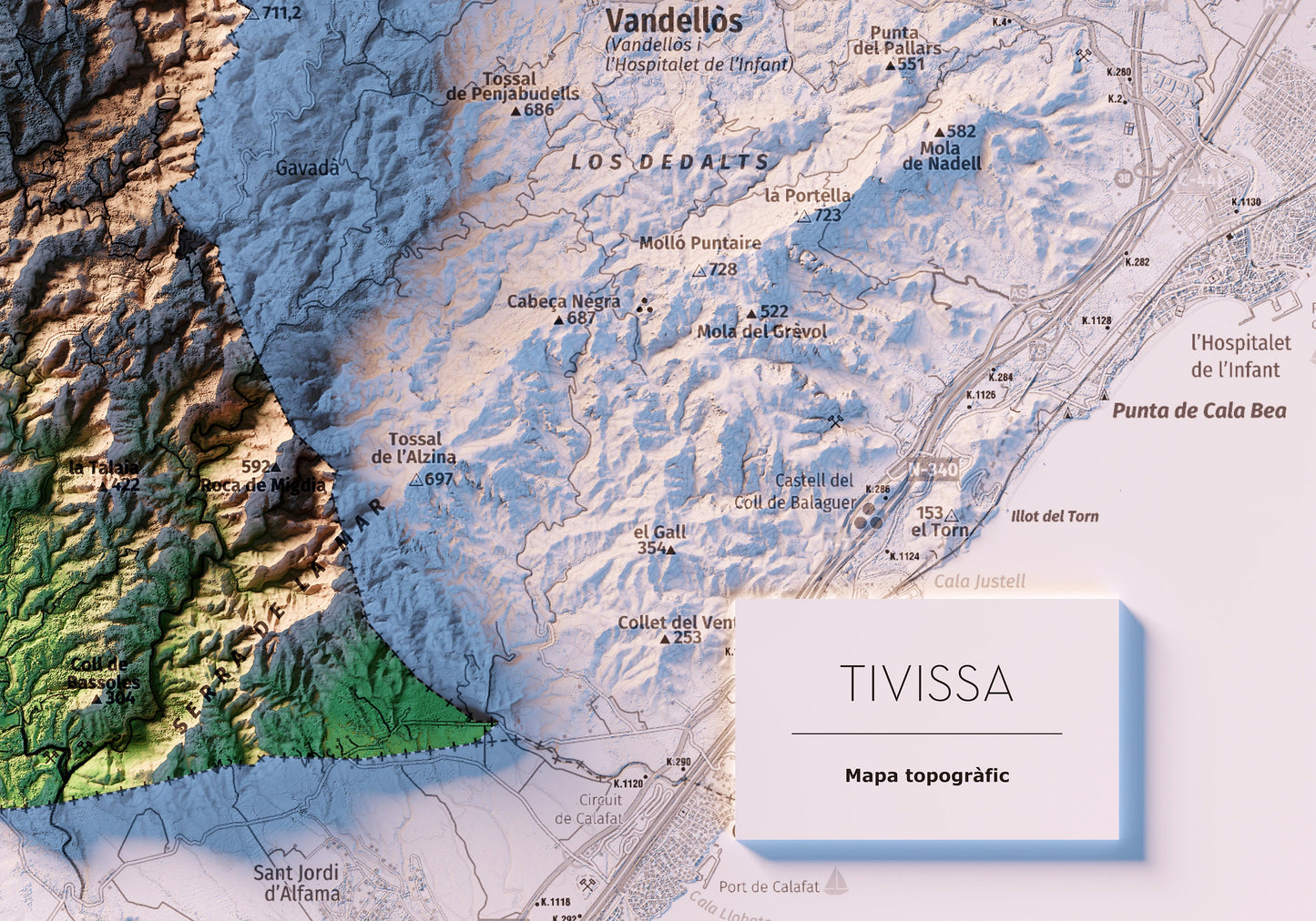 TIVISSA. Mapa topográfico.