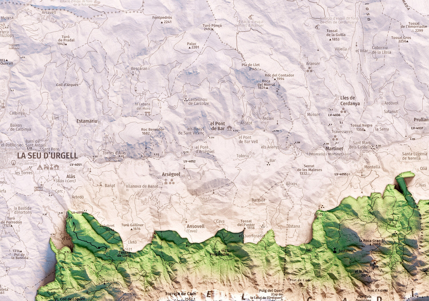 EL CADÍ-MOIXERÓ. Mapa topográfico.