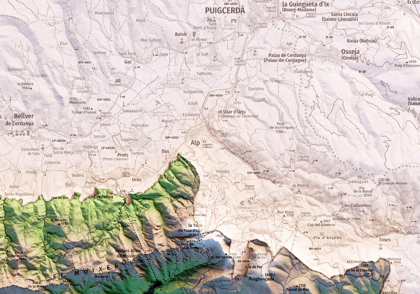 EL CADÍ-MOIXERÓ. Mapa topográfico.