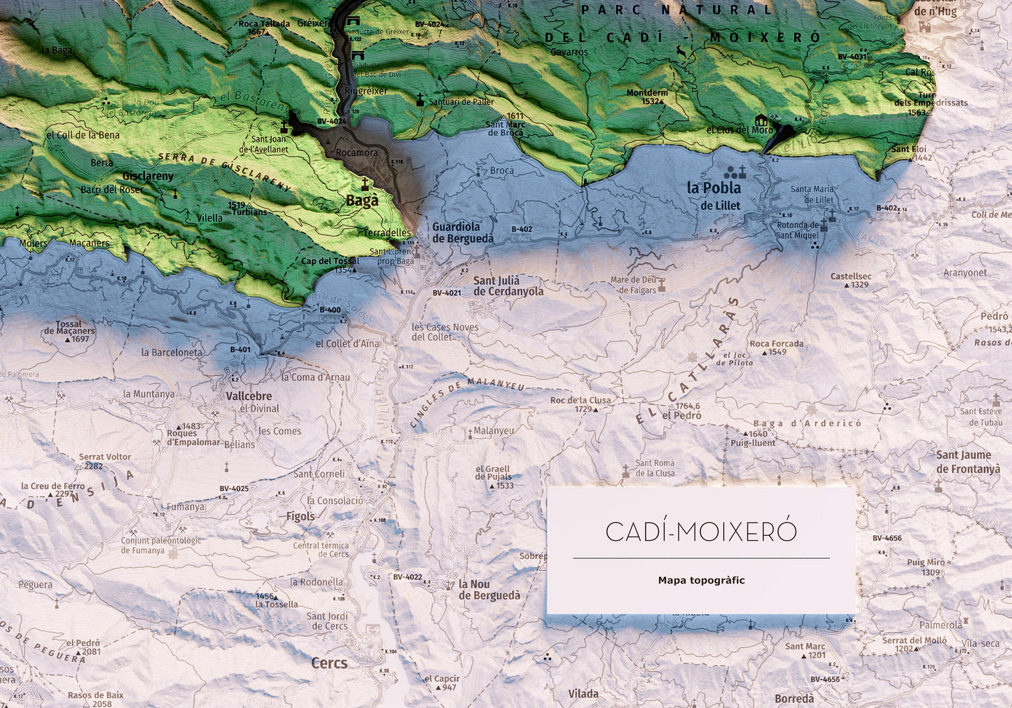 EL CADÍ-MOIXERÓ. Mapa topográfico.
