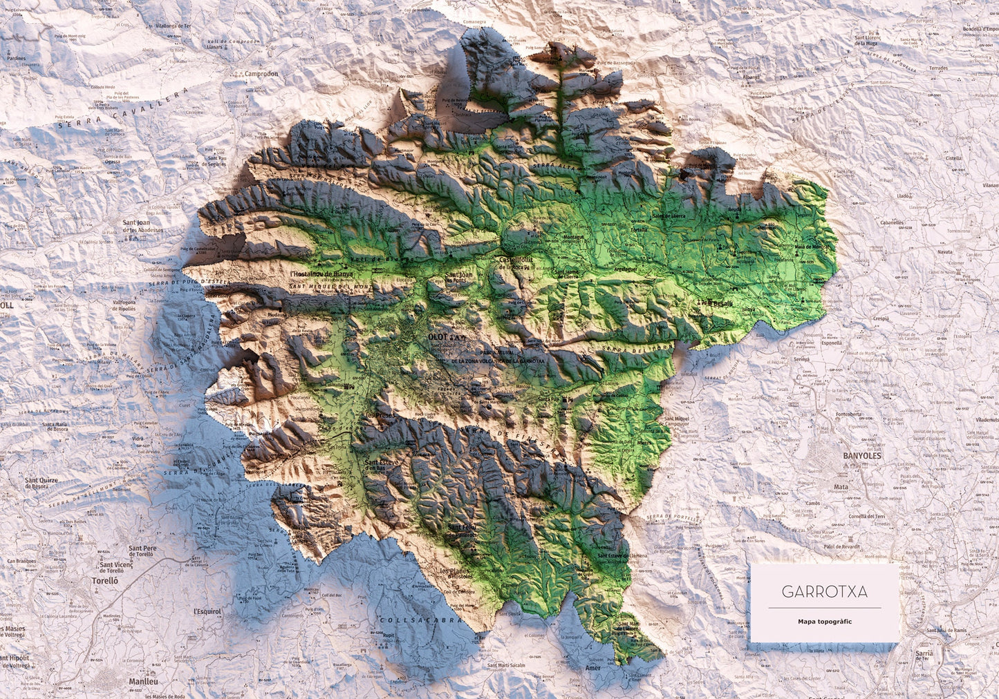 LA GARROTXA. Mapa topográfico.