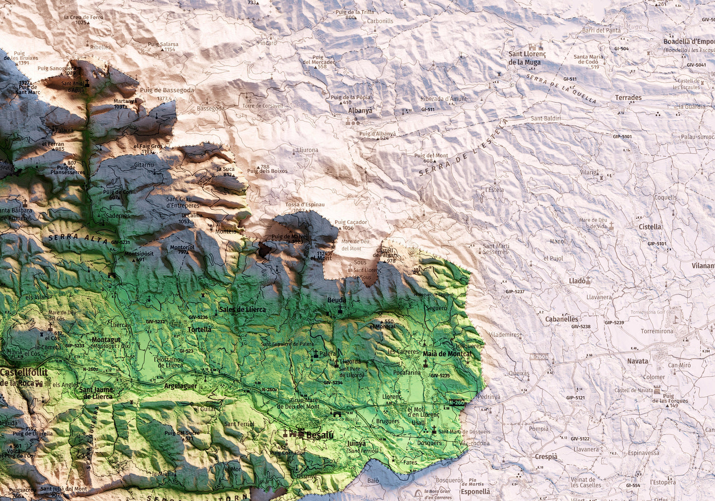 LA GARROTXA. Mapa topográfico.