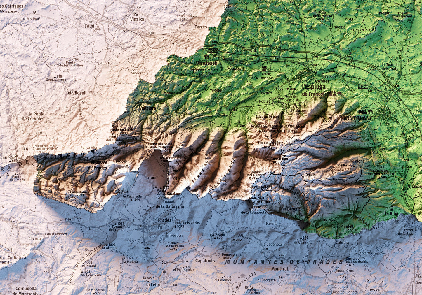 LA CONCA DE BARBERÀ. Mapa topográfico.