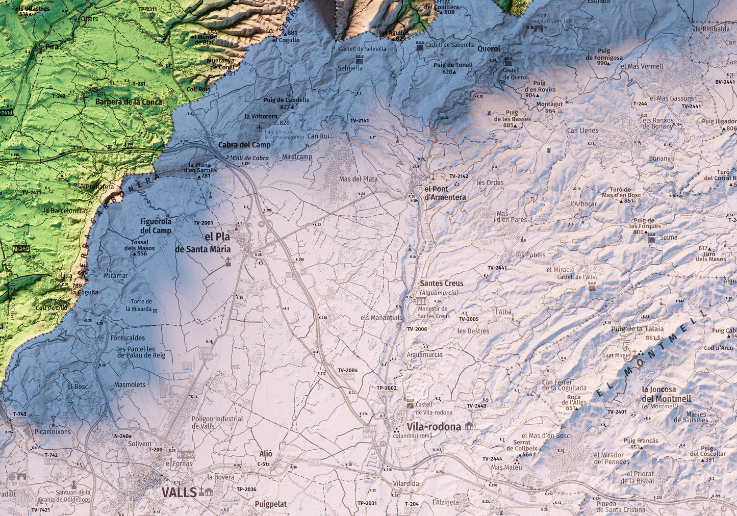 LA CONCA DE BARBERÀ. Mapa topográfico.