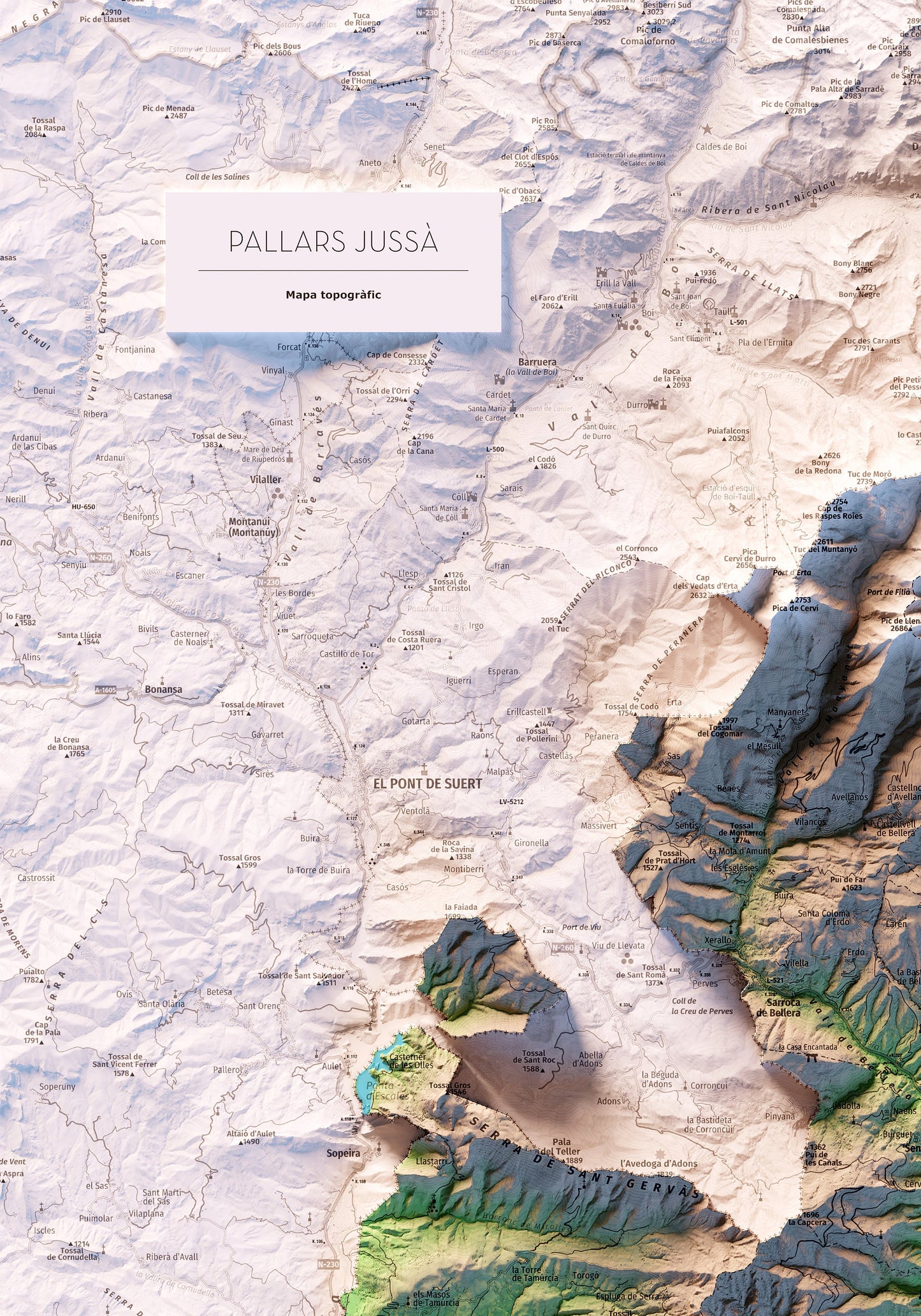 PALLARS JUSSÀ. Mapa topográfico.