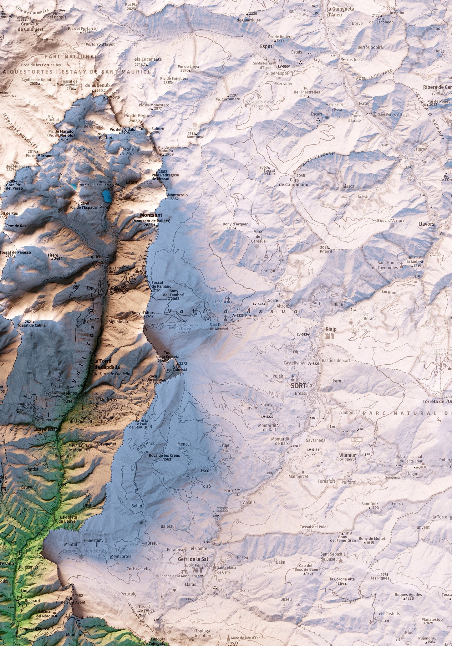 PALLARS JUSSÀ. Mapa topográfico.