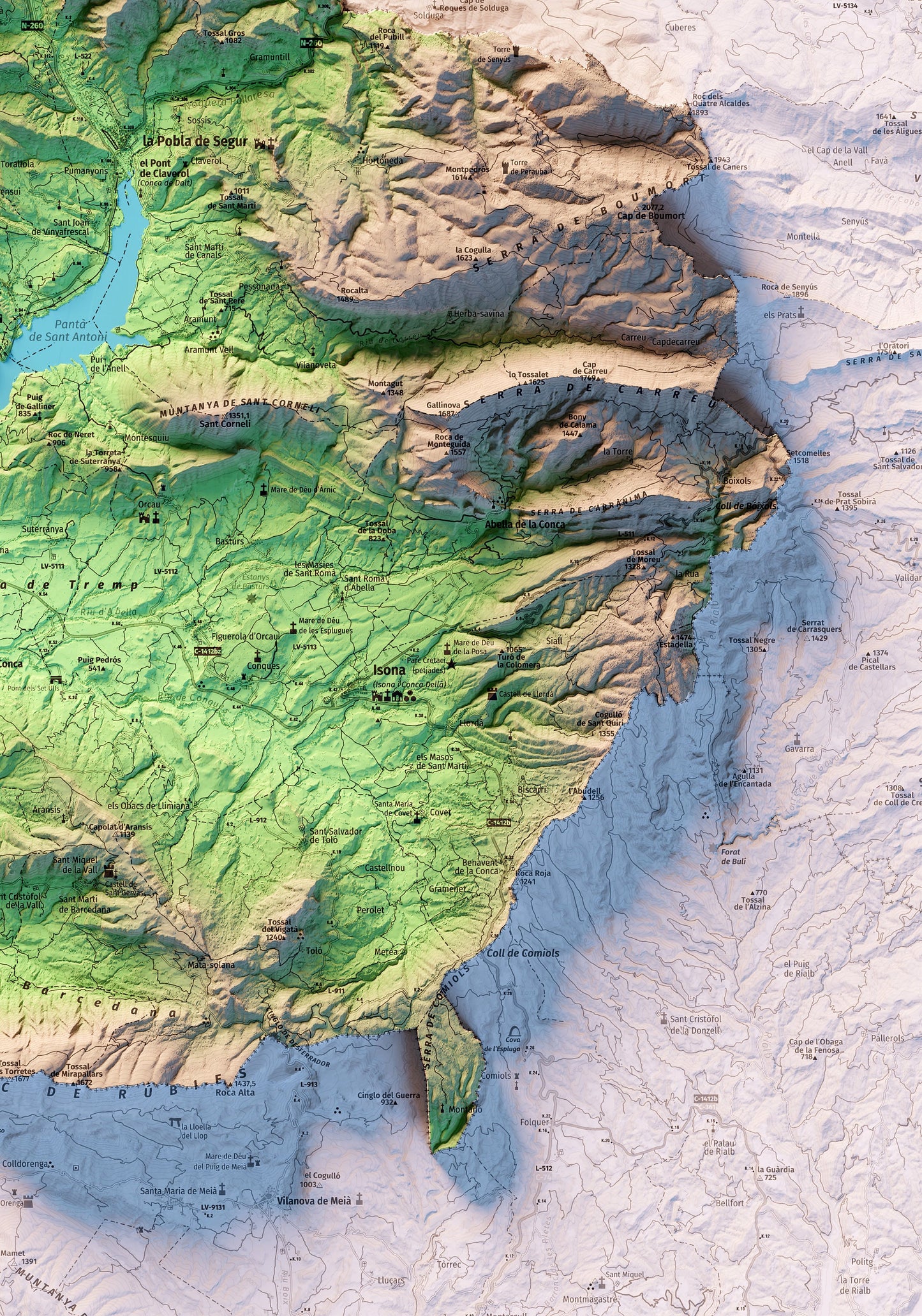 PALLARS JUSSÀ. Mapa topográfico.