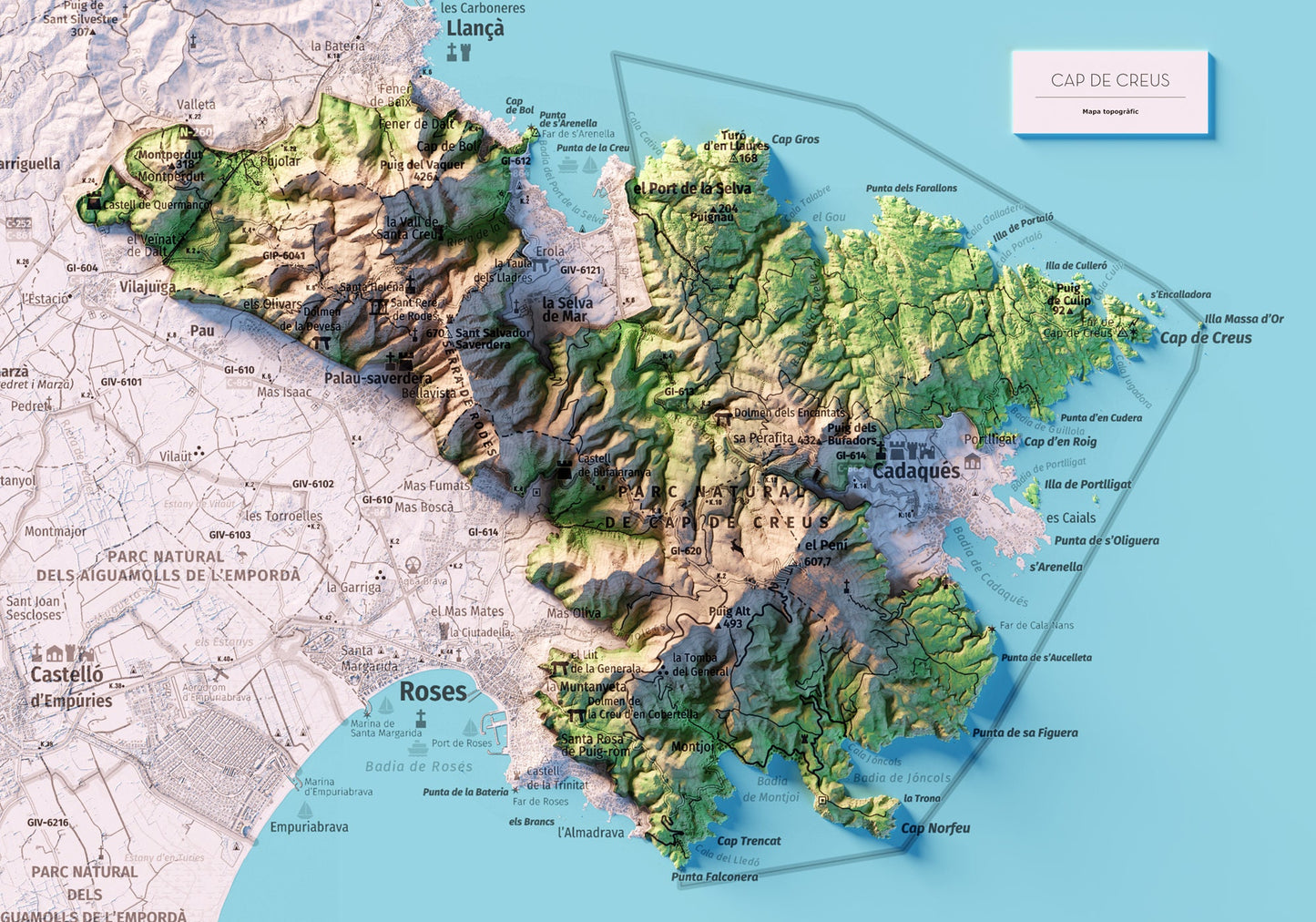 PARC NATURAL DEL CAP DE CREUS. Mapa topográfico.