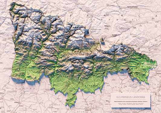 EL PIRINEU CATALÀ I ANDORRA. Mapa topográfico.