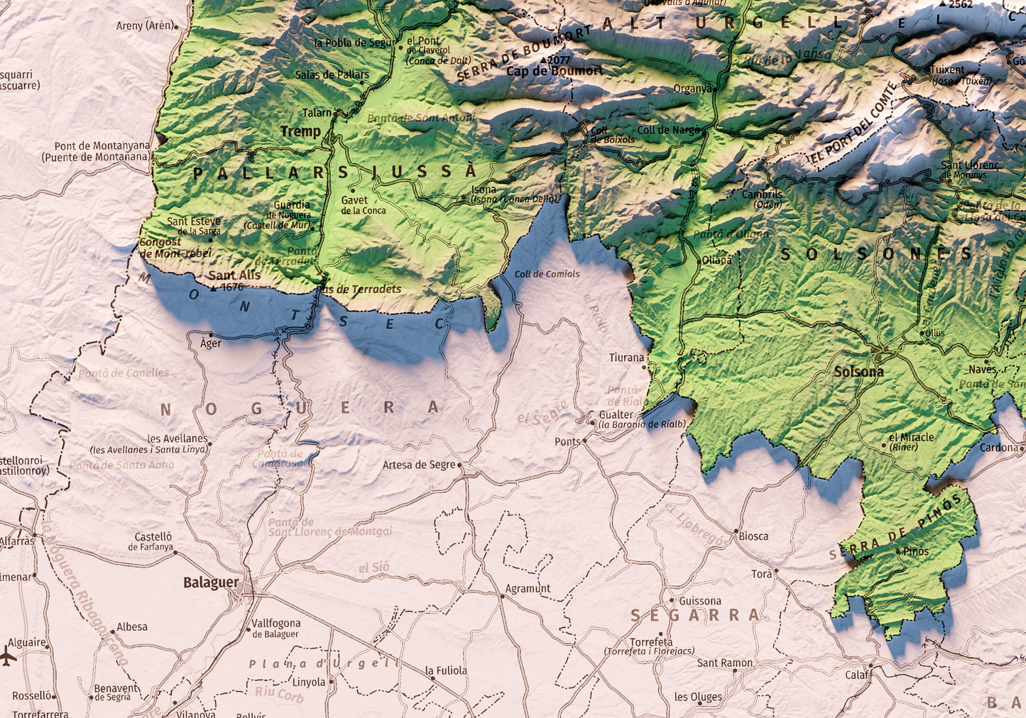 EL PIRINEU CATALÀ I ANDORRA. Mapa topográfico.