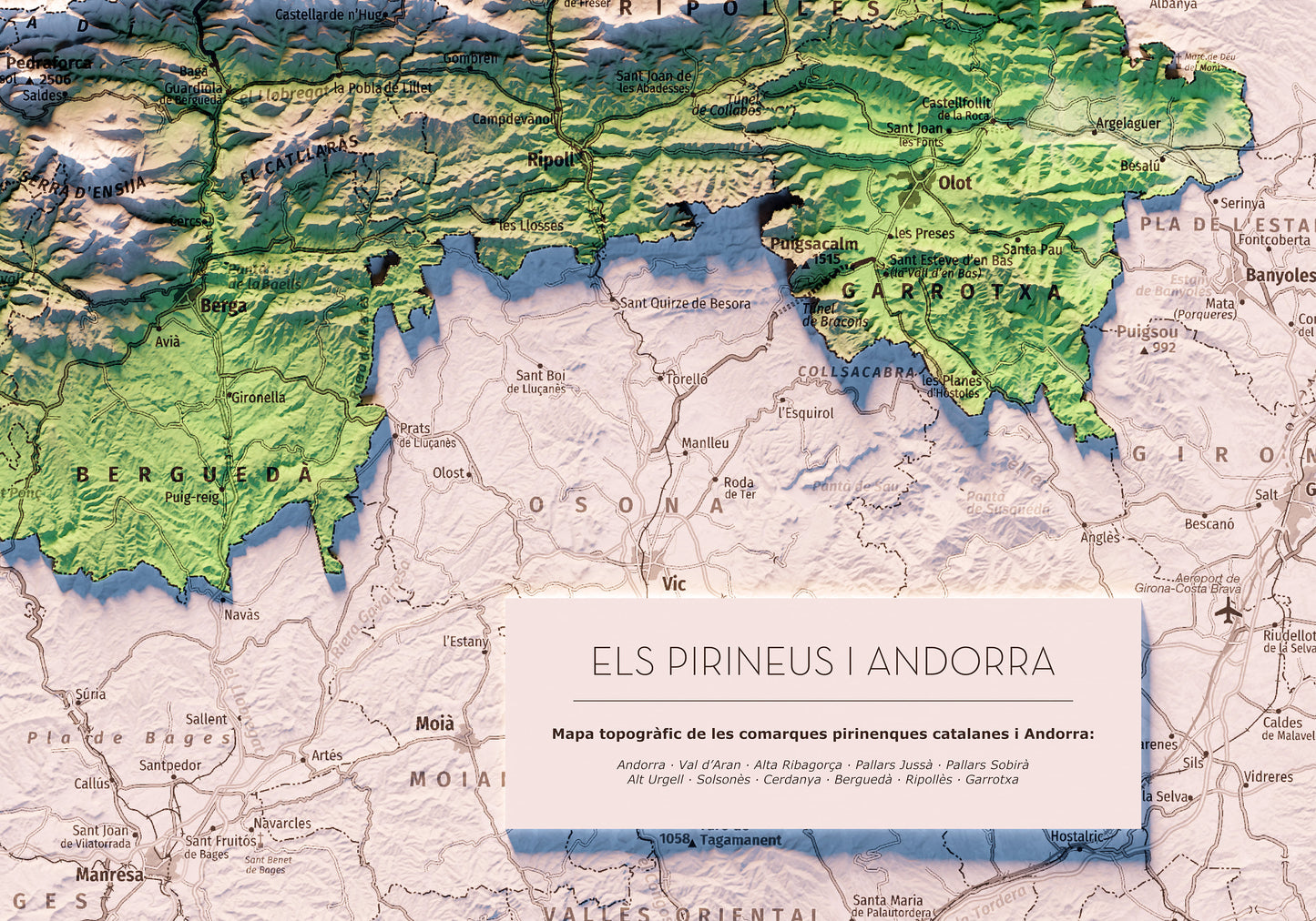 EL PIRINEU CATALÀ I ANDORRA. Mapa topográfico.