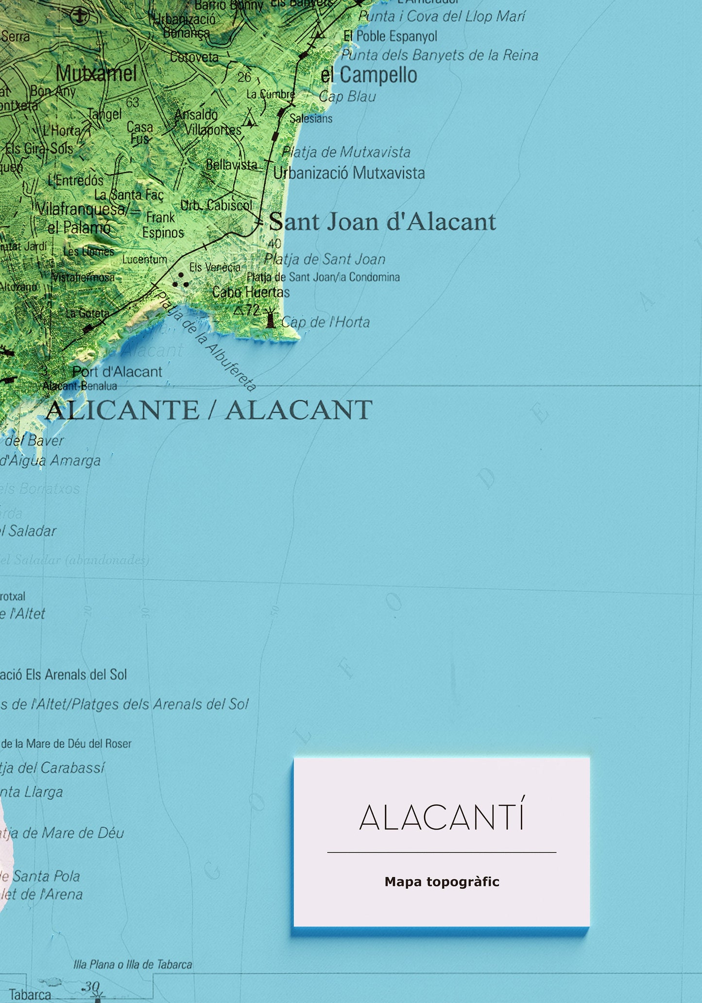 MAPA TOPOGRÁFICO EN COLOR DEL ALACANTÍ.