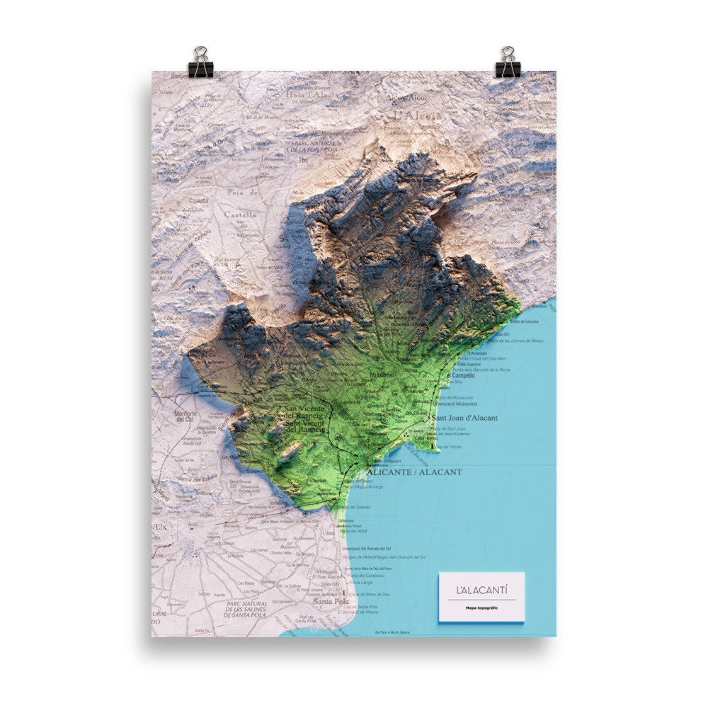 MAPA TOPOGRÁFICO EN COLOR DEL ALACANTÍ.