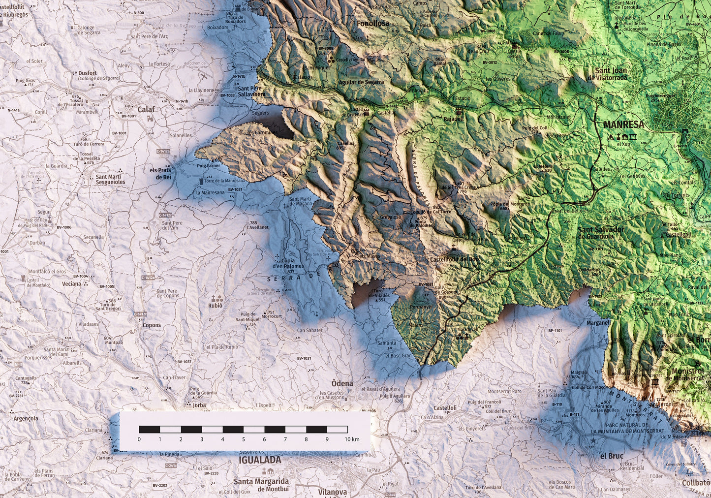 DO PLA DE BAGES. Mapa topográfico.