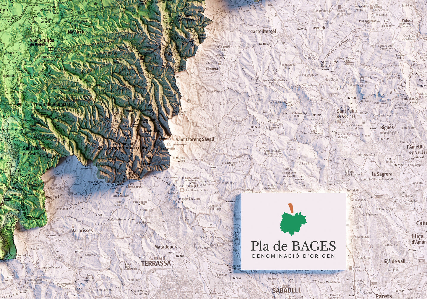 DO PLA DE BAGES. Mapa topográfico.