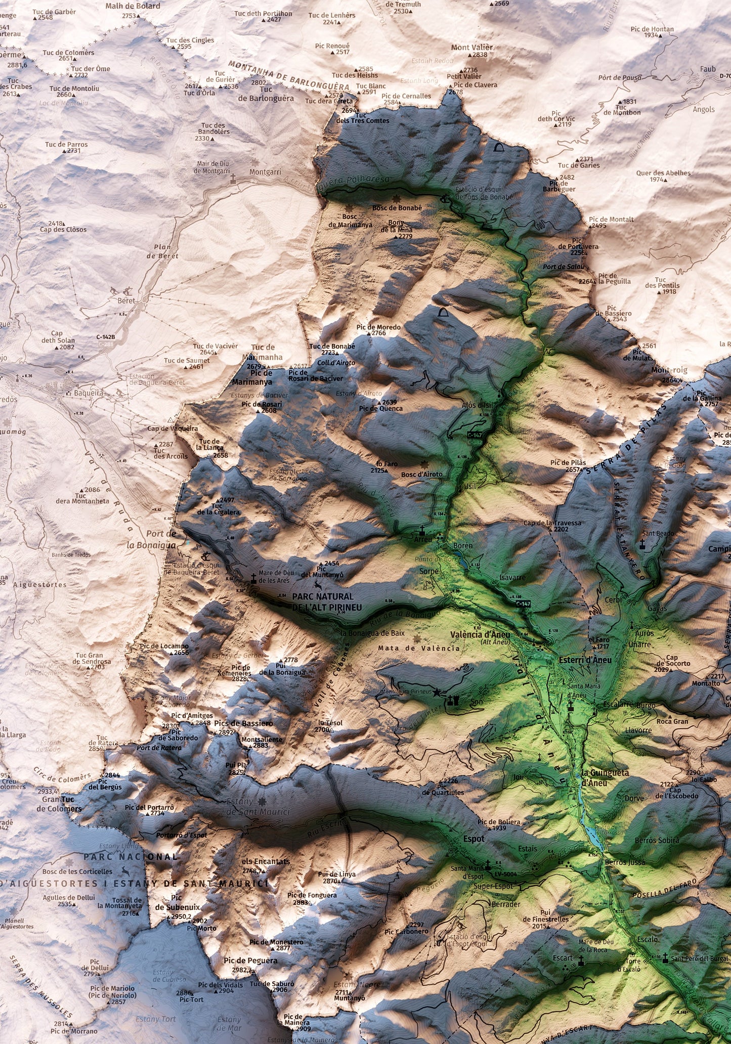 EL PALLARS SOBIRÀ. Mapa topográfico.