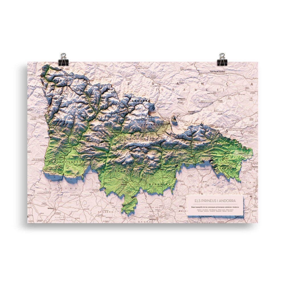EL PIRINEU CATALÀ I ANDORRA. Mapa topográfico.