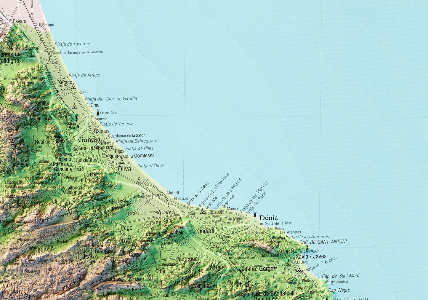 DIÀNIA. Mapa topográfico.