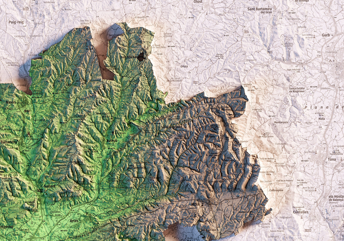DO PLA DE BAGES. Mapa topográfico.