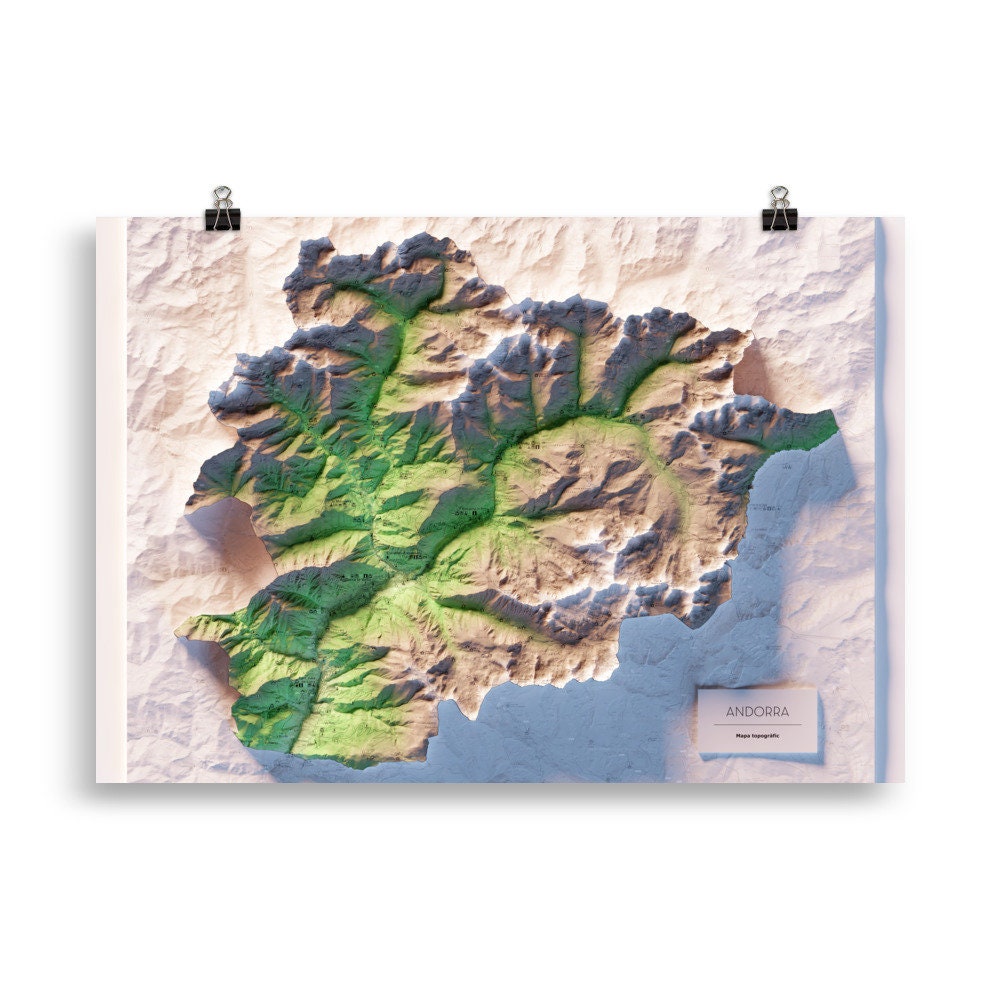 ANDORRA. Mapa topográfico.