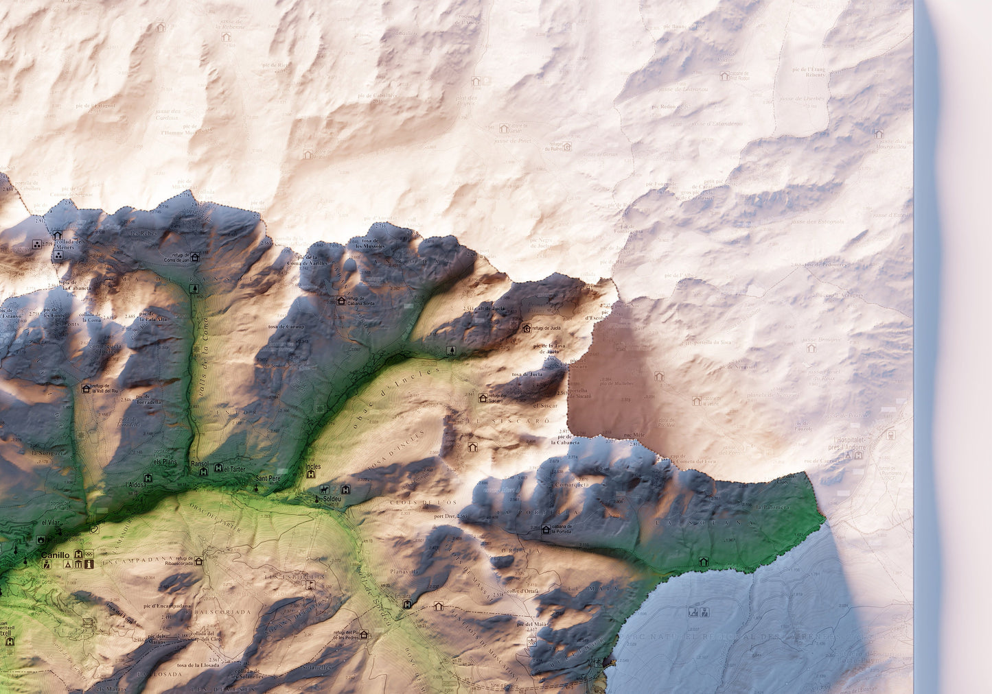 ANDORRA. Mapa topográfico.