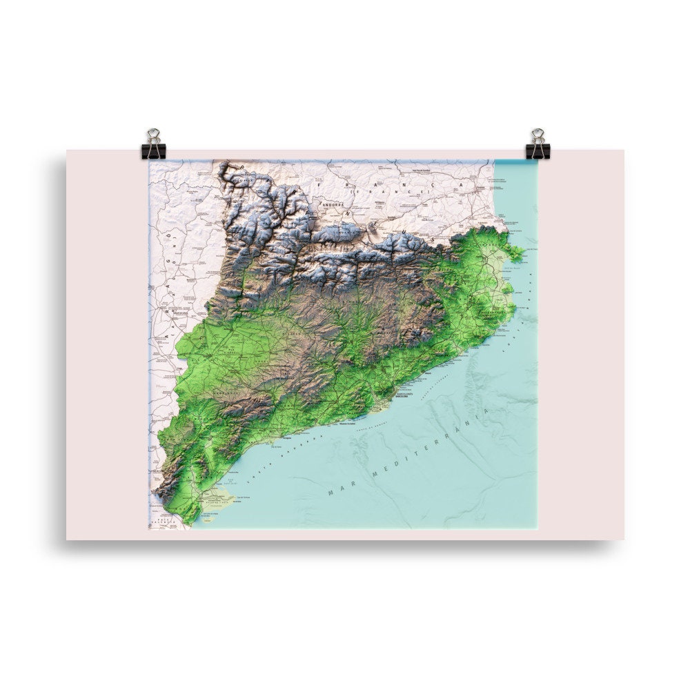 CATALUNYA. Mapa topográfico. Versió neta sense llegenda.