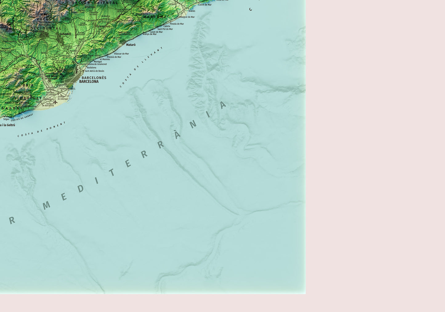 CATALUNYA. Mapa topográfico. Versió neta sense llegenda.