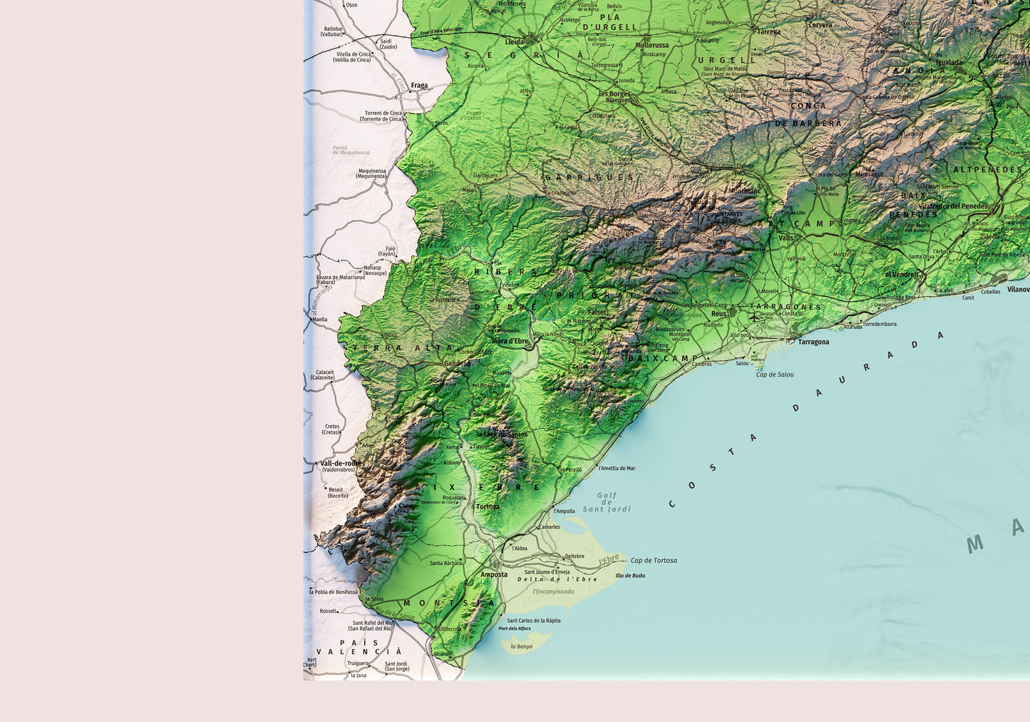 CATALUNYA. Mapa topográfico. Versió neta sense llegenda.