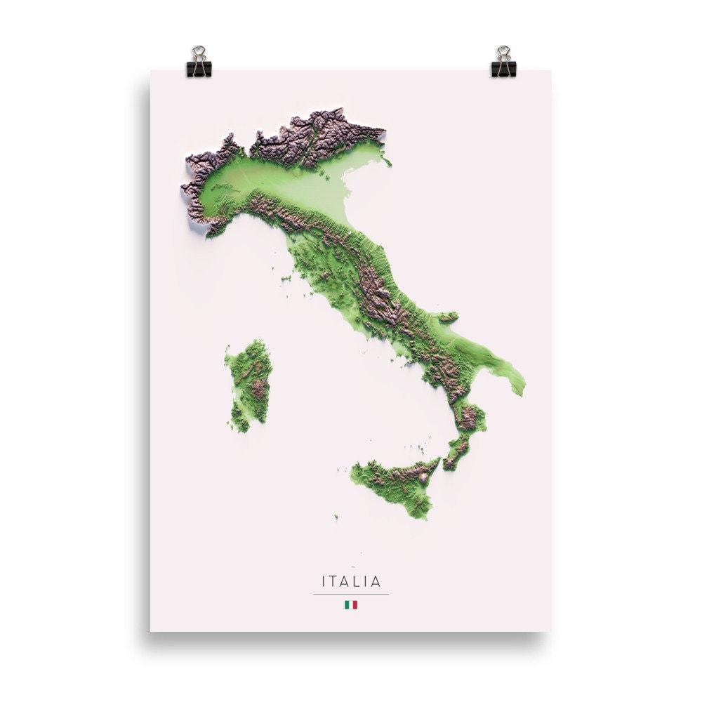 ITALIA. Mapa de relleu.