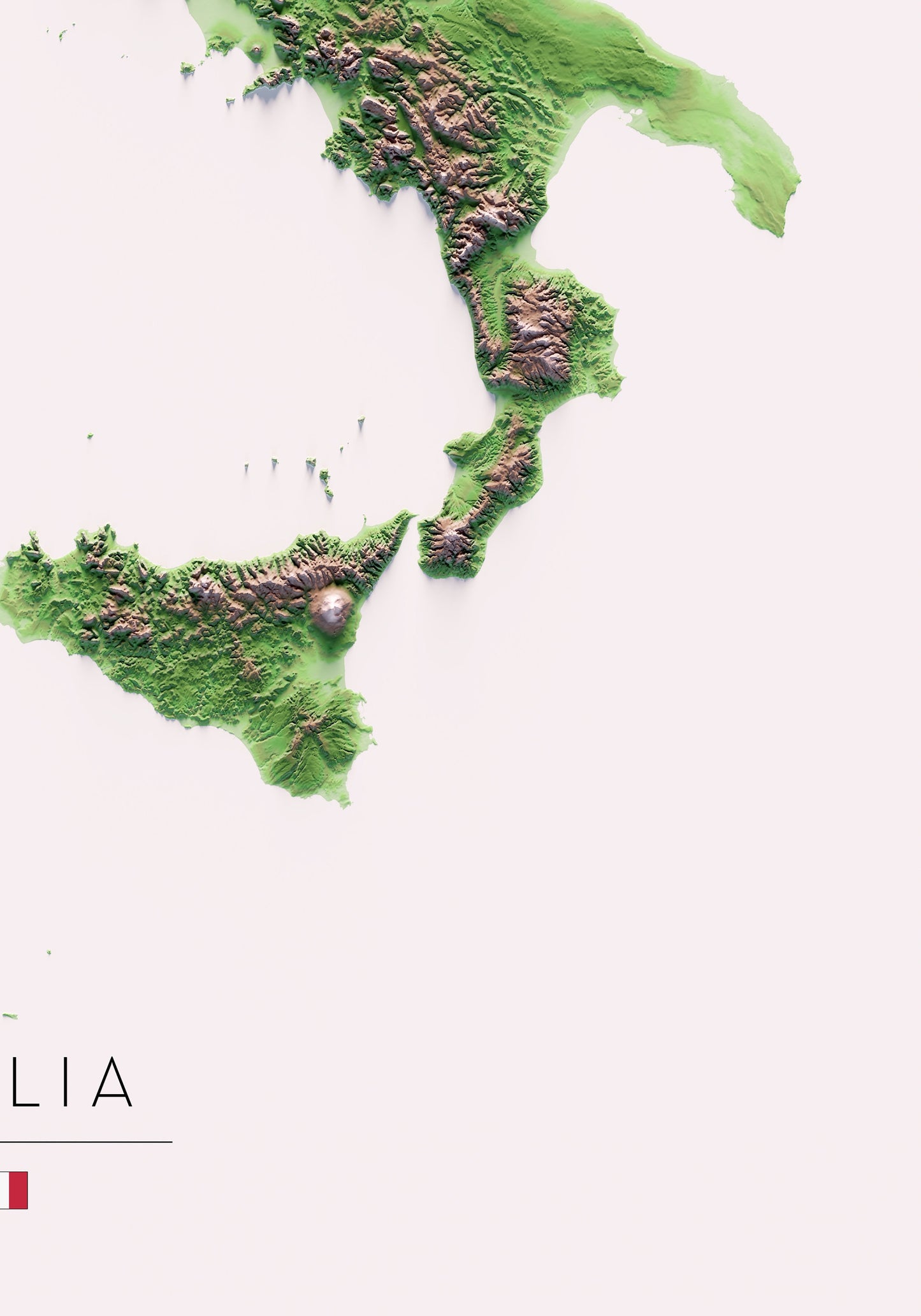 ITALIA. Mapa de relleu.