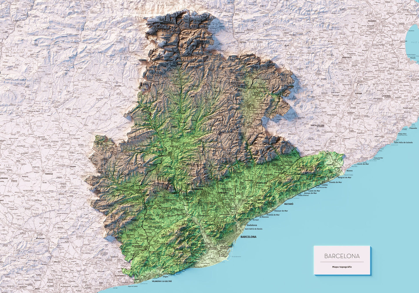 LA PROVÍNCIA DE BARCELONA. Mapa topográfico.