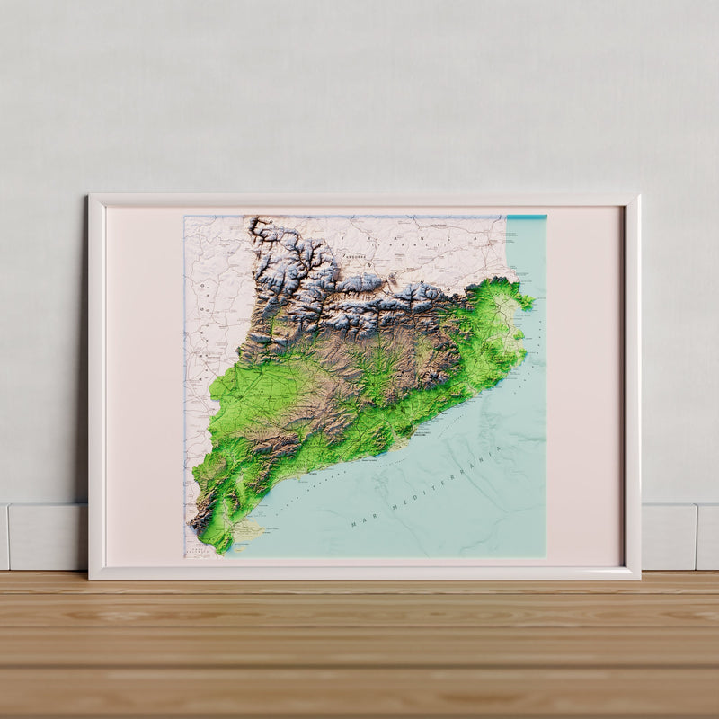 CATALUNYA. Mapa topogràfic en color, versió neta sense llegenda