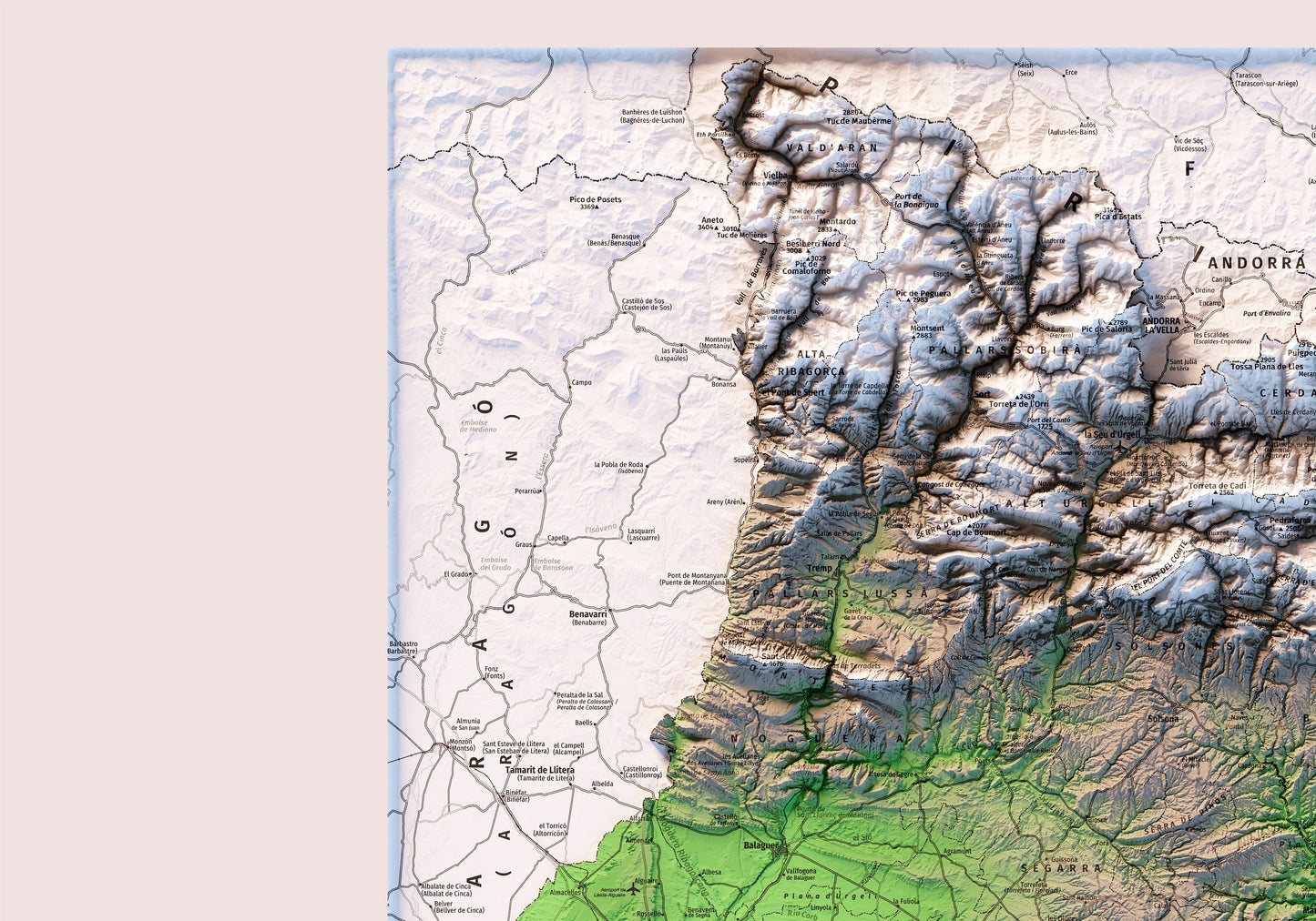 CATALUNYA. Mapa topográfico. Versió neta sense llegenda.